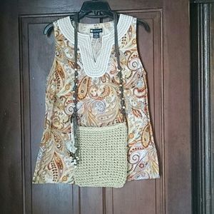 BOHO Wheat Color Raffia Cross Body Purse